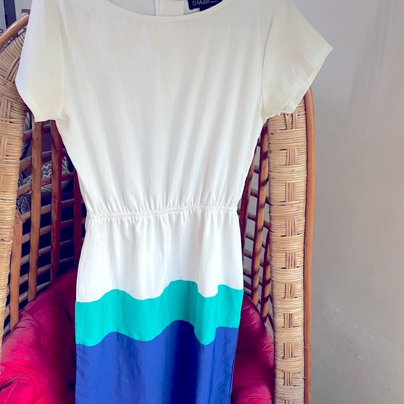 D Muse by Dressberry stripped dress in fresh white, green & blue colour - Picture 5 of 5